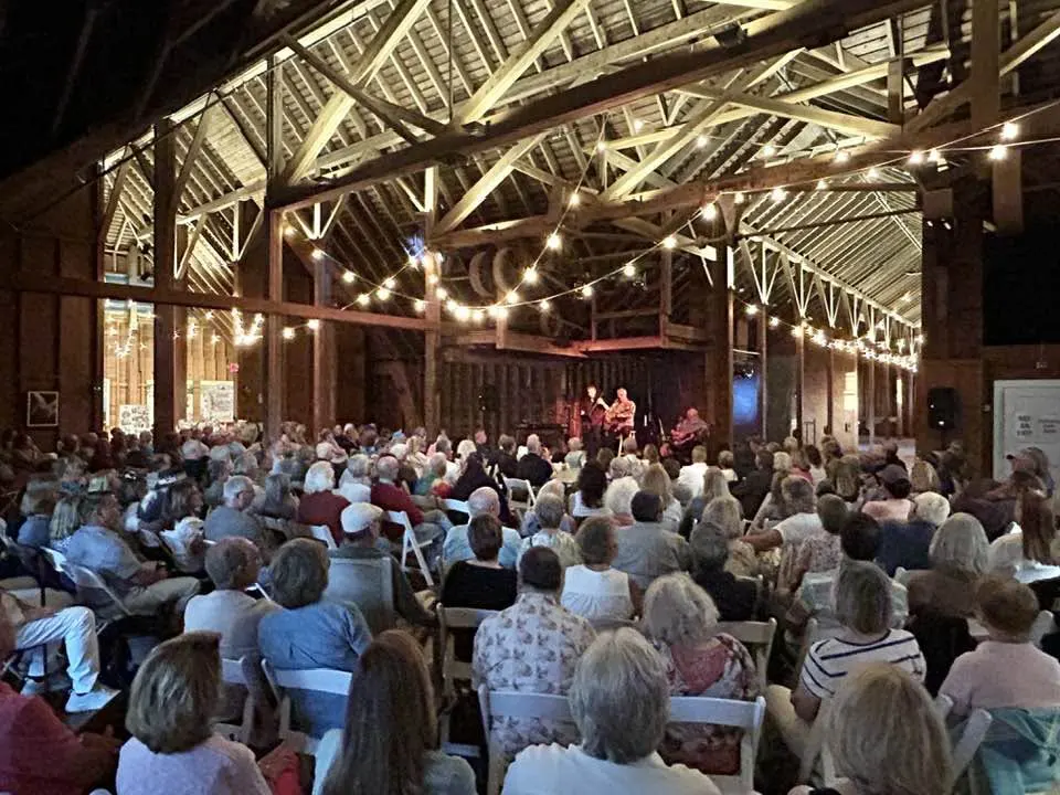 The Satinwood Trio performing folk-rock at Hilltop Farm